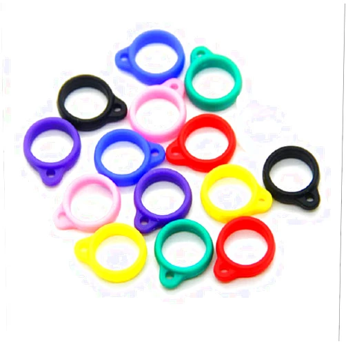 HWELZ 16 pcs Silicone Anti-Lost Adjustable Rings Band Holder for Pens Device, Random Color,Rubber Necklace Lanyard Pendant Pens, Device Diameter 13mm/0.5inch
