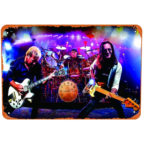 Kasdbopa Rush Band Poster Metal Sign Tin Metal Retro Wall Decor for Home,Street,Gate,Bars,Club ,Restaurants,Cafes,Store Pubs Sign Gift 8 X 12 INCH Metal Sign