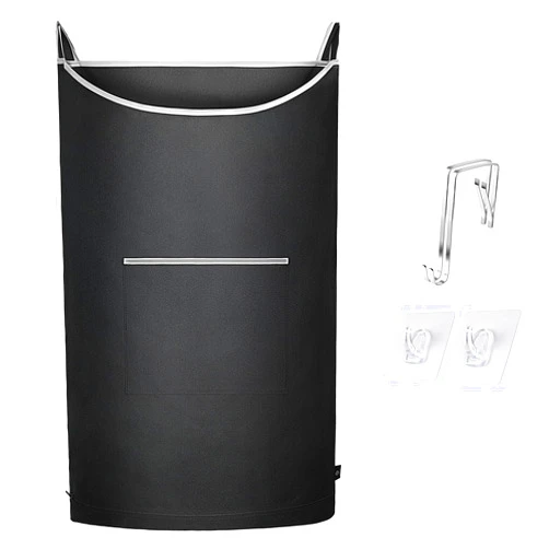 KINGSUSLAY Black Hanging Laundry Hamper, Over the Door Laundry Bag,Space Saving Foldable Clothes Organizer, Hanging Hamper and Basket for Home, Dorm, or Travel,Durable and Stylish Design(36x22Inch)