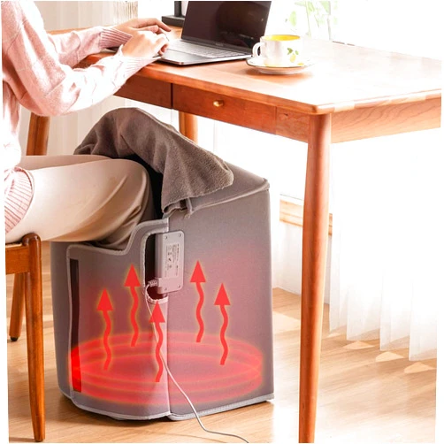 WOOLALA 4D Foldable Electric Space Heater Under Desk, All-arounded Electric Leg Warmer Heated Knee Blanket Foot Warmer for Home/ Office, 5 Temperature Settings and Timer, Overheat & Tip-Over Protection