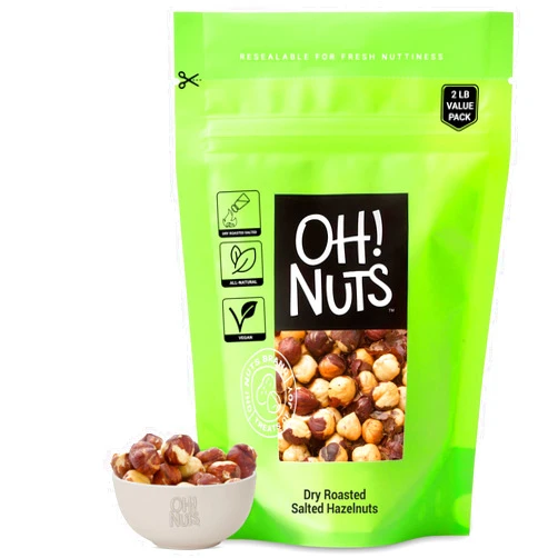 Oh! Nuts Hazelnuts (Filberts) | Dry Roasted Salted | 2 lb | Healthy Whole Crunchy Skinned Cobnuts Snack | Packed in New York Zip-Seal Bag for Exceptional Freshness by Oh Nuts