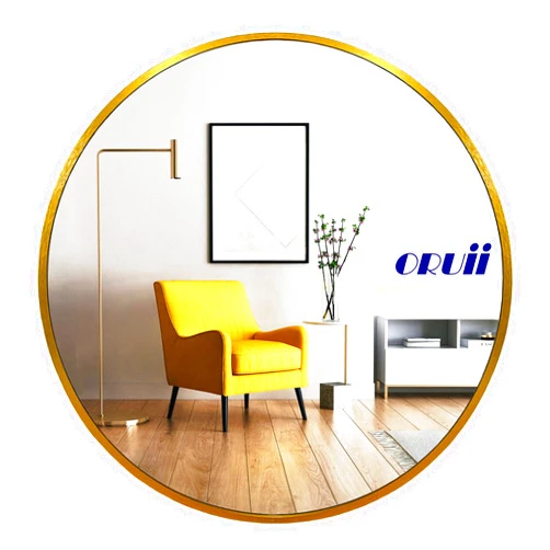 Oruii Gold Round Mirror, Gold Round Mirror 24 inch, Gold Round Wall Mirror Metal Frame, Round Bathroom Mirror Gold, Gold Circle Mirrors for Wall, Living Room, Bathroom, Entryway, Vanity, Hallway.
