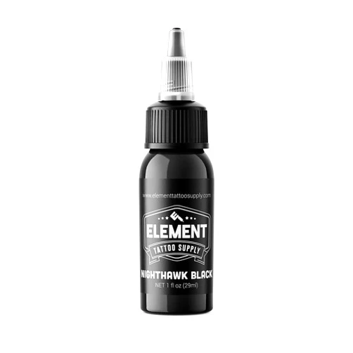 ELEMENT TATTOO SUPPLY Premium Black Tattoo Ink - Professional Tattoo Ink & Supplies for Outlining, Shading, & Blending - Tribal Tattoo Ink - Permanent Nighthawk Black Ink Tattoo
