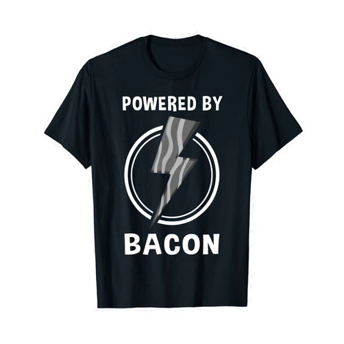 Cool Love Hog Pig Cuts Strips Meat Eater Designs Funny Powered By Bacon Gift For Men Women Pork Belly Lover T-Shirt