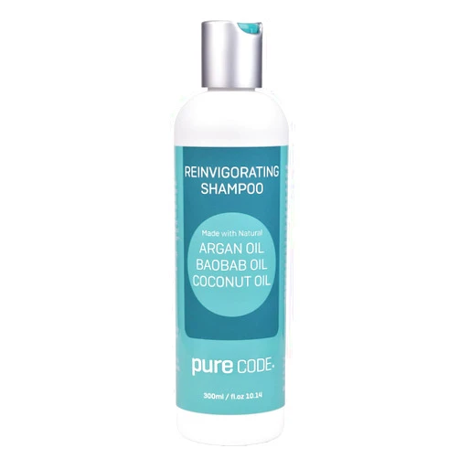 PURE CODE Roots of Health Hair + Scalp Care made with natural Argan, Coconut and Baobab Oil. (Reinvigorating Shampoo)