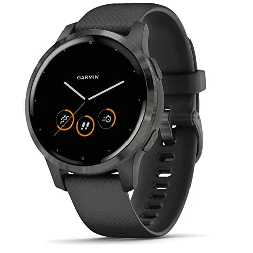 Garmin 010-N2172-11 Vivoactive 4S GPS Smartwatch, Slate Stainless Steel Bezel with Black Case and Silicone Band (Renewed)