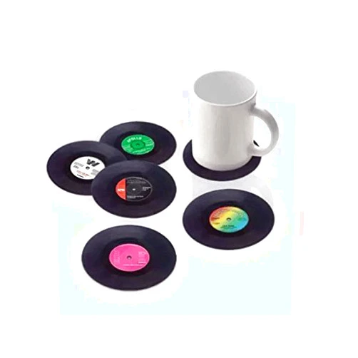 Drhob 6pcs Creative Vinyl Record Cup Drinks Coaster Holder Mat Placemat