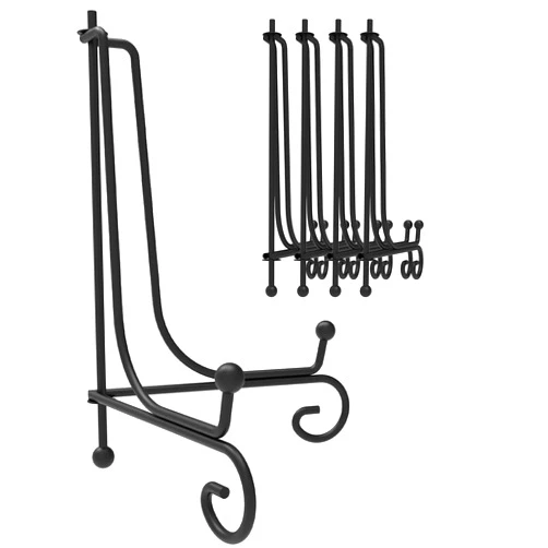 Lzerking Iron Display Stand 5 Packs, 10 Inches Plate Stand Picture Stand Photo Stand for Display, Black Foldable Easel Stand Holder for Photo Frame, Artwork, Collection, Decorative Plate, Book, Office