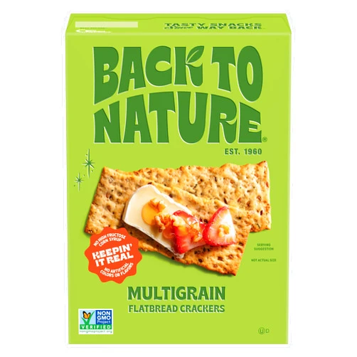 Back to Nature - Multigrain Flax Seeded Flatbread Crackers - Non-GMO, Made with Real Ingredients like Wheat Flour & Whole Grains - Seriously Tasty Snacks - 5 Ounce