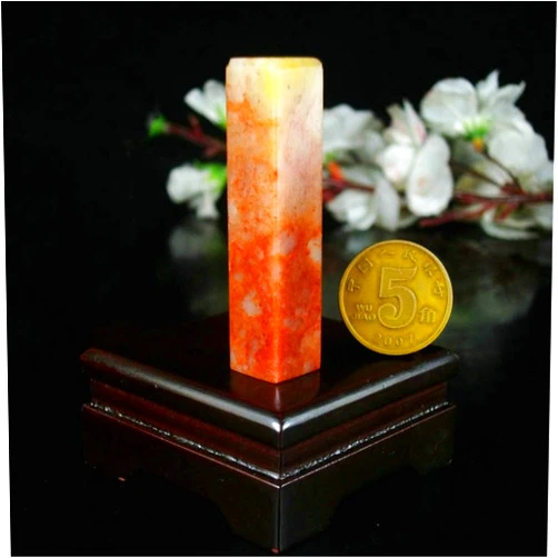 Semli 1CM China Stone Seal Chop Natural Stone Translucent Square Stamping Seal Chop Hand Engraved Chop