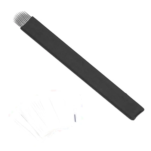ZJchao Microblading Needles, 50pcs Manual Eyebrow Permanent Makeup Needles Tattoo Micro Blade 7 Pin/9 Pin/12 Pin/12U/14 Pin/14U Needles, Microblading Kits(12 U)
