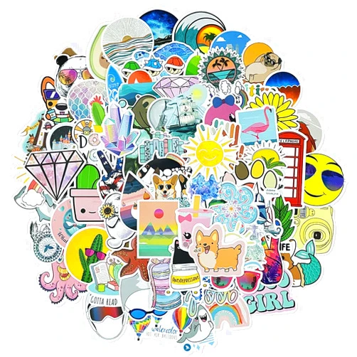 ONESHAW Stickers Pack Waterproof Vinyl Bumper Decals Perfect for Laptop Car Skateboard Water Bottle Hard Hat Scrapbook Travel Case Guitar Luggage Motorbikes (100Pcs Colorful)