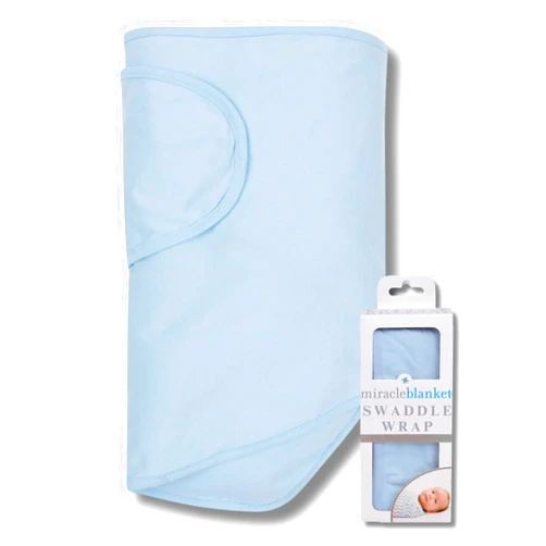 Miracle Blanket Swaddle Wrap – Help Your Newborn Sleep Longer – Soft & Secure Sleep Sack for Infants – Easy-to-Use Swaddling Blanket for a Calm Baby (Blue)