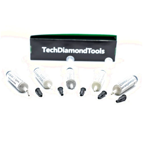 TechDiamondTools Diamond Polishing Compound Kit of 5 Polishing Paste USA Made 5000 8000 14000 50000 100000 Grit for Marble Glass Metal Rock Jewelry Resin Silver with High Concentration Diamond Powder