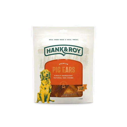 Hank and Roy LLC Hank & Roy Pig Ears - 6 Pack, All Natural, Single Ingredient Pig Ears for Large and Medium Dogs, Treats for Aggressive Chewers, Highly Digestible
