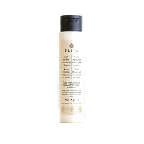 Prija Hands And Body Moisturizer with Vitamin E and Hyaluronic Acid (3.38 fl oz) - Nourishing and Moisturizing, Travel Size, Vegan Friendly, Dermatologically Tested