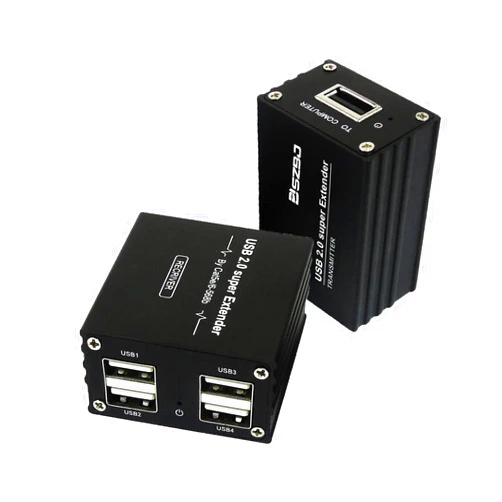 SZBJ USB Extender Over RJ45 Cat5E/6 up to 230ft Ethernet Cable Extender with Power Adapter with 4 USB2.0 Output - Full USB 2.0 Support for Keyboard, Dongle，Mouse, Webcam, and All Operating System 104