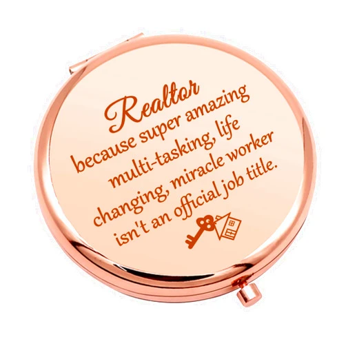 Mwphuy Realtor Gifts for Women Closing Gifts for Realtor Appreciation Gifts Folding Makeup Mirror Thanks You Gifts Compact Makeup Mirror for Real Estate Agent Salesperson New Realtor Broker