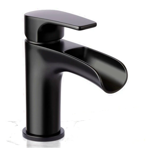 Miseno ML5882 Cascade Single Hole Bathroom Faucet - includes Push-Pop Drain Assembly and Optional Deck Plate - Flat Black