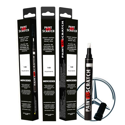 Wheel Scratch Fix Paint Scratch Fix EURO Exact Mercedes Touch Up Paint For Mercedes Polar White 149, Auto Paint Repair Pen, Car Paint Pen, Auto Marker For Scratches, Fixed Keyed Car And Stone Chips, Manufacturer Exact Color Code Match, White (MERECEDES - Polar White - 149)