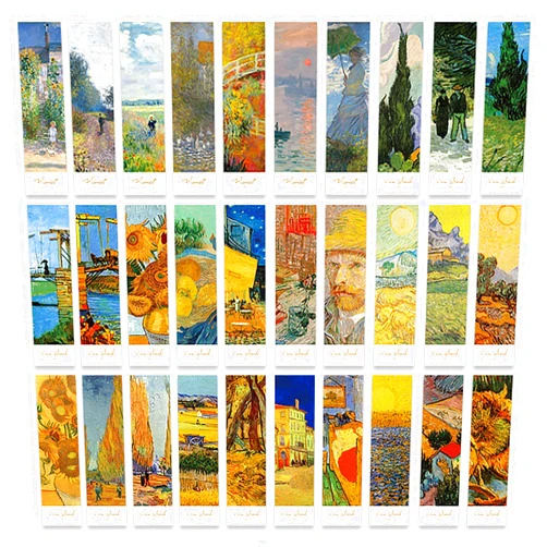 Doraking 30PCS Van Gogh Art Works Paper Bookmarks for Book Lovers, Boxed Famous Print Bookmarks Set (Painting)