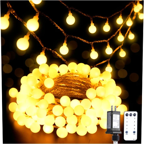 JMEXSUSS 100 LED Connectable Globe String Lights Indoor Bedroom, 33ft Warm White Christmas String Lights Plug in with Remote, 8Mode Hanging Fairy Lights Outdoor for Room Classroom Party Decor