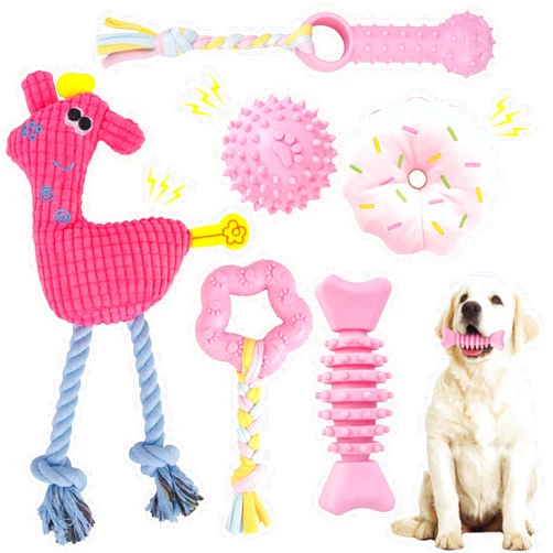 UZAKMI Puppy Toy for Teething Soft & Durable 6-pack Dog Chew Squeaky Toys for Small and Medium Dogs Suitable for 2-8 Months Puppies’ Teething Small Dog Teeth Cleaning and Oral Health Protection (6 pack pink)