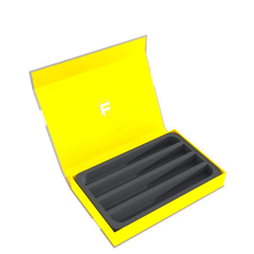 Feldherr Magnetic Box Yellow for Model Railway locomotives, Wagons and Vehicles - 4 Slots for N Gauge - Horizontal