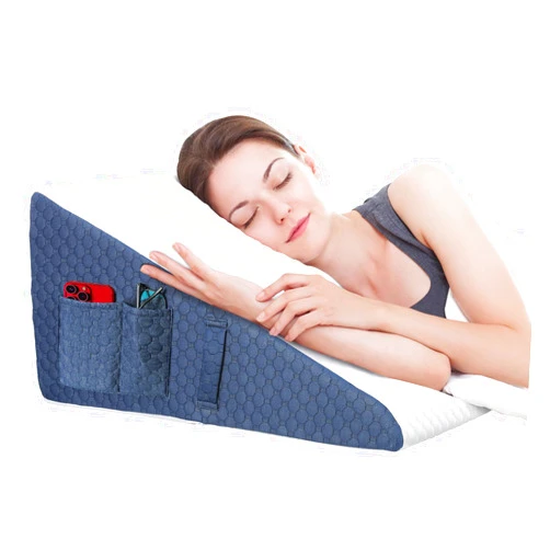 Welzona Wedge Pillow for Sleep, Updated 12'' Bed Wedge Pillow, Acid Reflux, Heartburn, GERD, Neck Pain, Cooling Memory Foam Top, Removable Washable Cover Incline Wedge Pillow for Improved Sleep