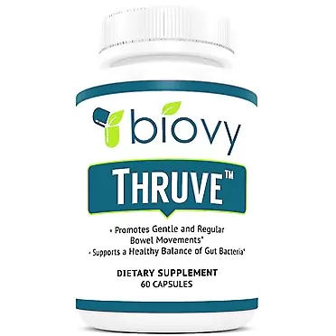 Biovy Thruve Long-term Constipation Relief Supplement - Probiotics, Prebiotics, Natural Laxatives and Fiber All In Easy To Swallow Capsules - Best Herbal Laxative Supplement For Constipation - 60 Pills