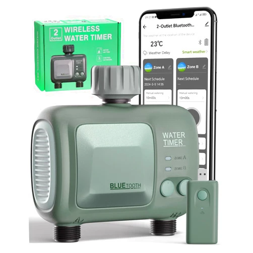 Zefinot WiFi Water Timer for Garden Hose - 2 Zone Hose Timers for Watering, 2 Watering Patterns, Smart Sprinkler Timer System, Irrigation Timer Compatible with Alexa and Google