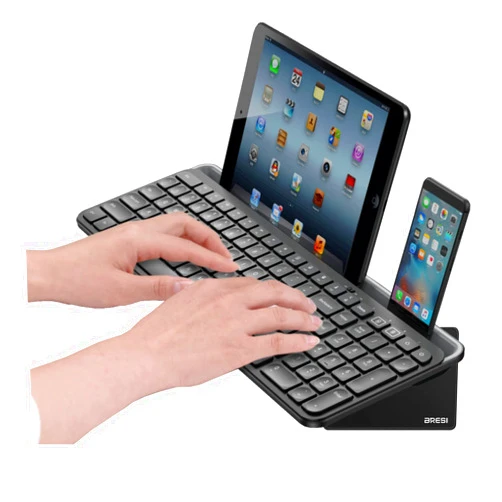 BreSii Bluetooth Wireless Keyboard,Bluetooth Keyboard for Ipad Wireless Keyboard with Phone Holder and Mouse Pad,Tablet Keyboard Bluetooth USB Keyboard for Smatphone,Tablets,PC, Computer, Laptop, MacBlack)