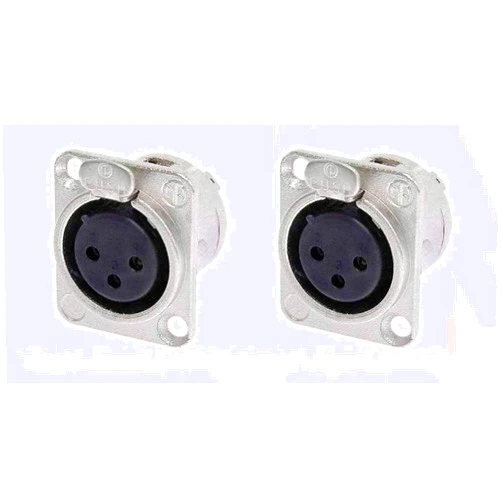 Neutrik brand (2 Pack) Neutrik NC3FD-L-1 Female XLR Mic Nickel Panel Connector Silver Contact
