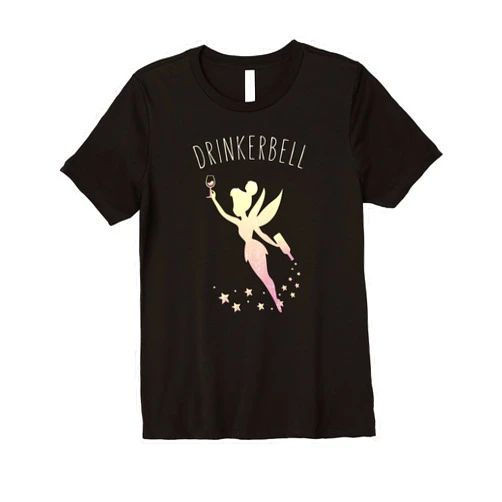 Fairy Drinkerbell Wine Designs Womens Drinkerbell Fairy Stars Cute Wine Drinking Premium T-Shirt