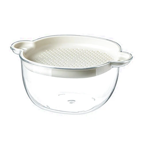 LOORGVEL Double Layer Plastic Kitchen Fruit and Vegetable Strainer Basket, White Draining Colander for Fruit Washing and Food Storage, Small Sturdy Dishwasher-safe Basket for Home Use