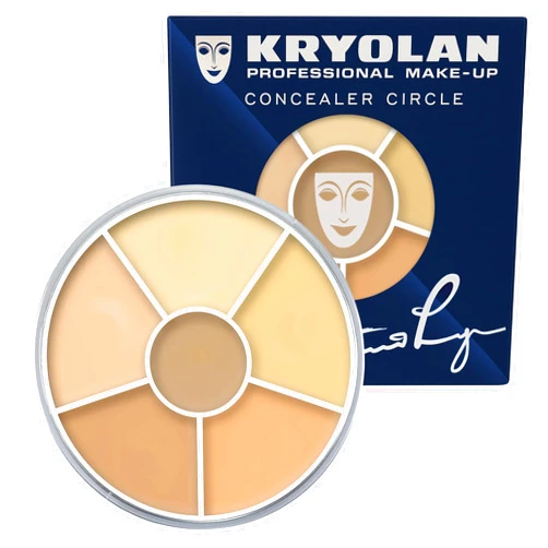 Kryolan Concealer Circle - Full Coverage 6-Color Cream Concealer Palette - Color Corrector For Dark Circles - Hides Redness, Blemishes & Spots - Professional Cream Makeup for All Skin Types