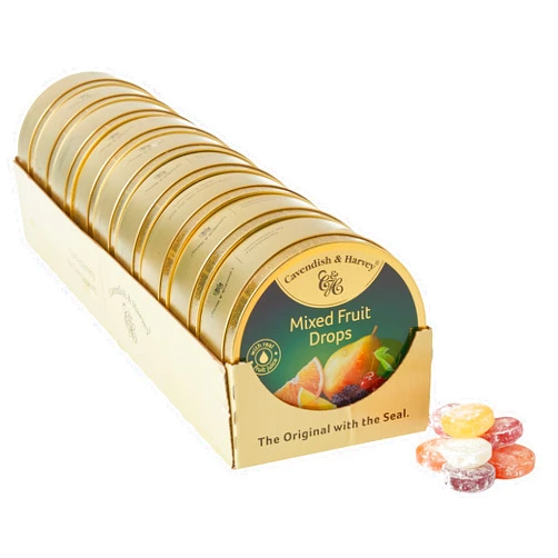 Cavendish & Harvey Travel Tin Mixed Fruit Drops 200 g (Pack of 9)