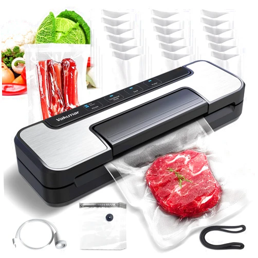 Vakumar Vacuum Sealer Machine, 80Kpa Food Vacuum Sealer Machine with Double Pump, Dry,/Moist, Pulse Mode, Handle Locked Design, LED Indicator Light & Cutter,12MM Widened Heating Strip