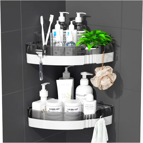 UIFER 2-Pack Corner Shower Caddy Shelves - Bathroom Storage Organizers for Shampoo, Conditioner, Soap, and More - Removable, No-Drill Design for Easy Installation - Ideal for Bathrooms and Kitchens