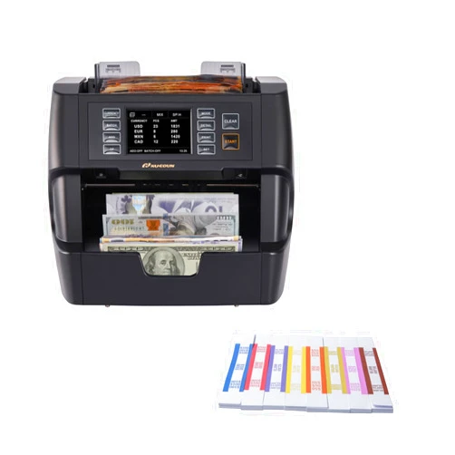 NUCOUN VC-3 Mixed Denomination Money Counter Machine and Pack of 400 Money Bands for Cash
