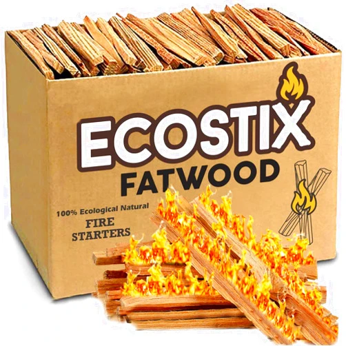 EasyGoProducts Eco-Stix Fatwood Fire Starter Kindling Firewood Sticks Bulk Packaged Firestarters 100% All Natural Resin Ocote 5LB
