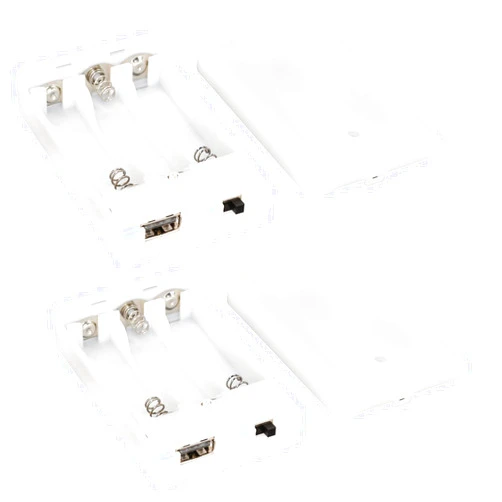 OPSFALCON 3 AA Battery Holder, 3 AA Battery Case Box Holder, 3 x 1.5V AA Battery Holder Case Box with On/Off Switch and Cover, with USB Port, White, 4.5V 5V, 2-Pack (3AA-White-2PCS)