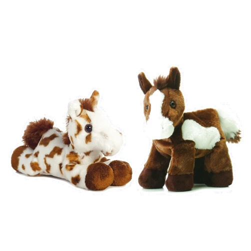 Aurora World Mini Flopsie Plush Horses 8 Paint & Gypsy, 8 In