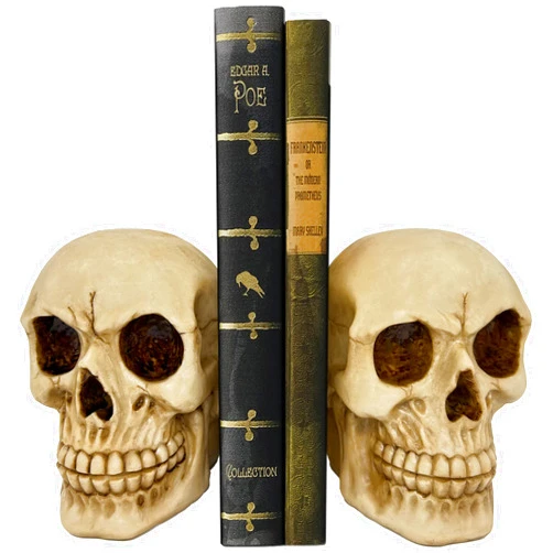 Joyvano Halloween Bookends - Skull Bookends for Shelves - Goth Bookshelf Home Decoration Decor Gothic Book Ends - Unique Bookend to Hold Books Heavy Duty - Witchy Horror Edgar Allan Poe Decor