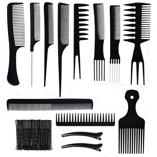 FIRSTPELLA 14 PCS Comb Set for Hair Stylist Professional Hair Comb Set for Women Men,Rat Tail Comb Styling Hair Combs Set Accessories Variety curl wide tooth Hairpin Great for Variety Hair Types & Styles Black