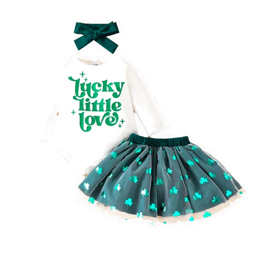 RTJTGXF Girls Skirt Spring Fall Children Girls Baby Set Lucky Little Love Letter Prints Top Pants 2PCS Outfits Cute Baby Set