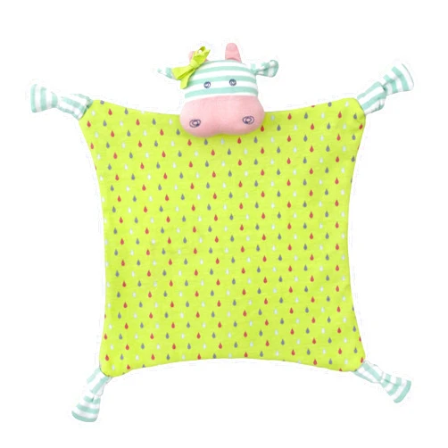 Organic Farm Buddies Apple Park Belle Cow Blankie, Blanket Baby Toy for Newborns, Infants, Toddlers - Hypoallergenic, 100% Organic Cotton