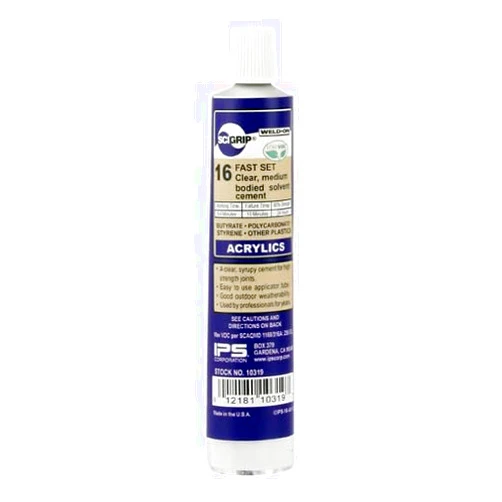 Plastic-Craft SCIGRIP IPS Weld-On #16 Acrylic Cement 5 oz Tube, Low-VOC, Medium Bodied (3 Pack)