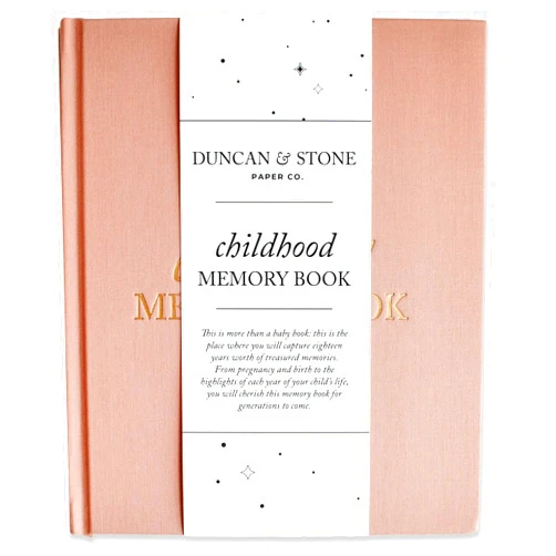 DUNCAN & STONE PAPER CO. Baby Book Childhood Journal (Dusty Rose, 175 Pages) by Duncan & Stone - Milestone & Child Memory Book from Pregnancy to Year Eighteen – Childhood Memories Journal for Parents