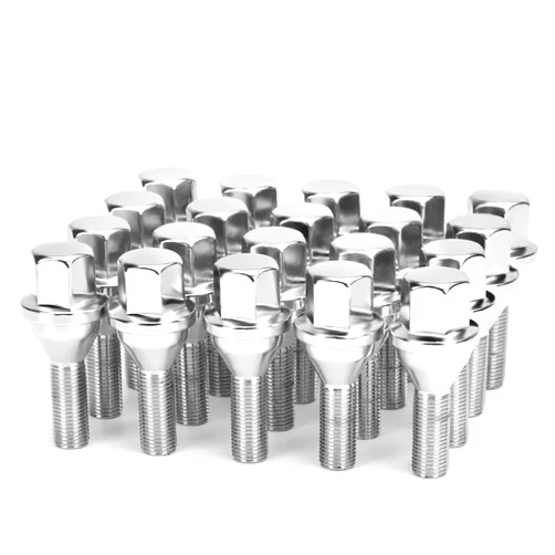 dynofit 12x1.25 OEM/Stock Wheel Lug Bolts, 20pcs ET 28mm Shank 19mm Hex 2.45 inch Length Solid Chrome Studs Set for 2015-2022 Je/ep Renegade, 2018-2022 Compass, 2014-2022 Cherokee and More